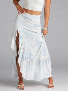 Ruffled Floral Maxi Skirt